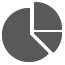 Graphic icon of standard pie chart broken into three pieces